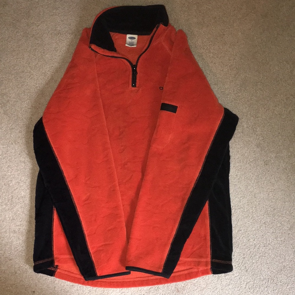 Old Navy Fleece three quarter zip in black and orange